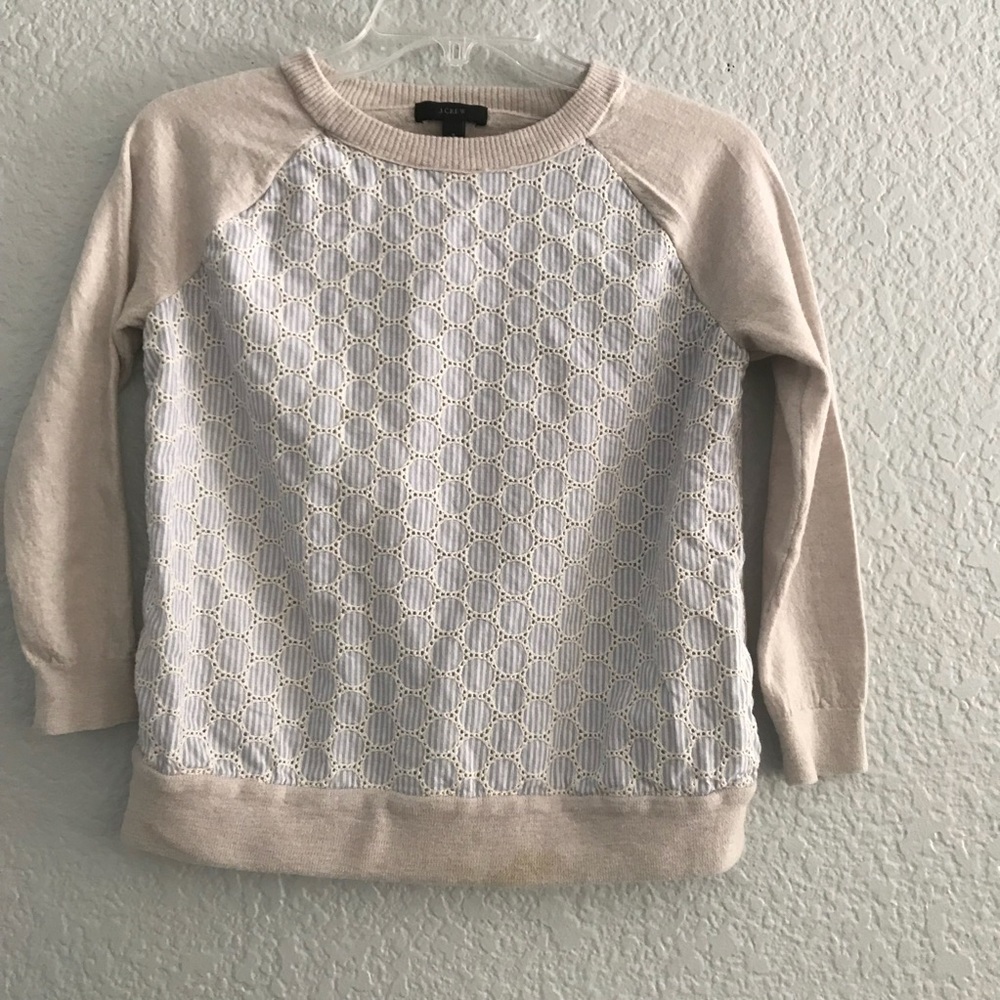 J.Crew sweater,eyelet pattern front.